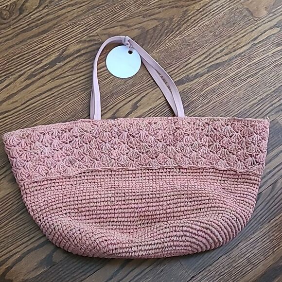 BTB Los Angeles Women's Sera Straw Tote - Color Rose - NWT - Picture 7 of 7